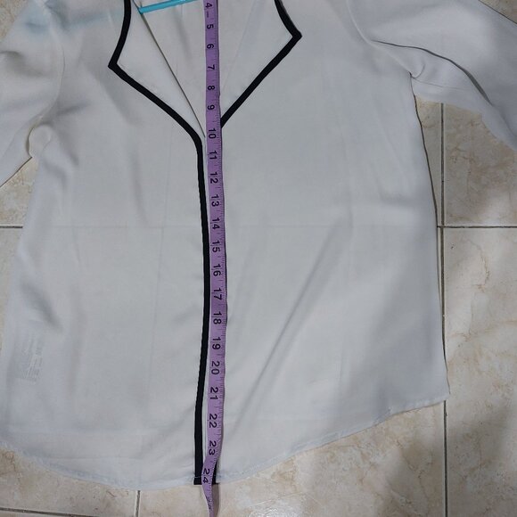 MNG Mango Basics Work Casual Professional Silky Top Black White Soft Comfortable - Picture 8 of 11